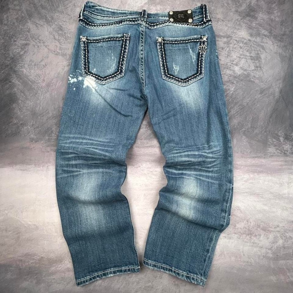 Miss Me Y2K Skater Gothic Bootcut‎ Jeans 30 Distressed Denim Streetwear 2000s